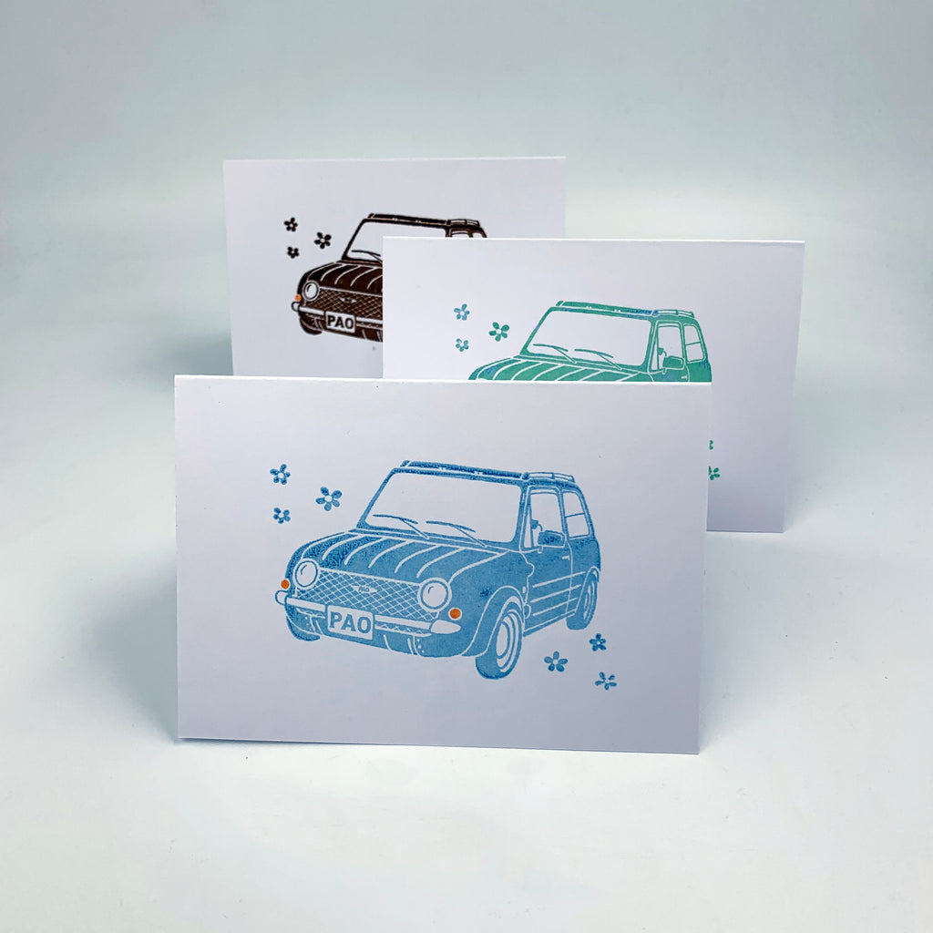 Hand-printed JDM Pao Greetings Cards, designed by Inkymole