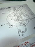 Set of 6 screen-printed aluminium under-bonnet information panels for Nissan PAO