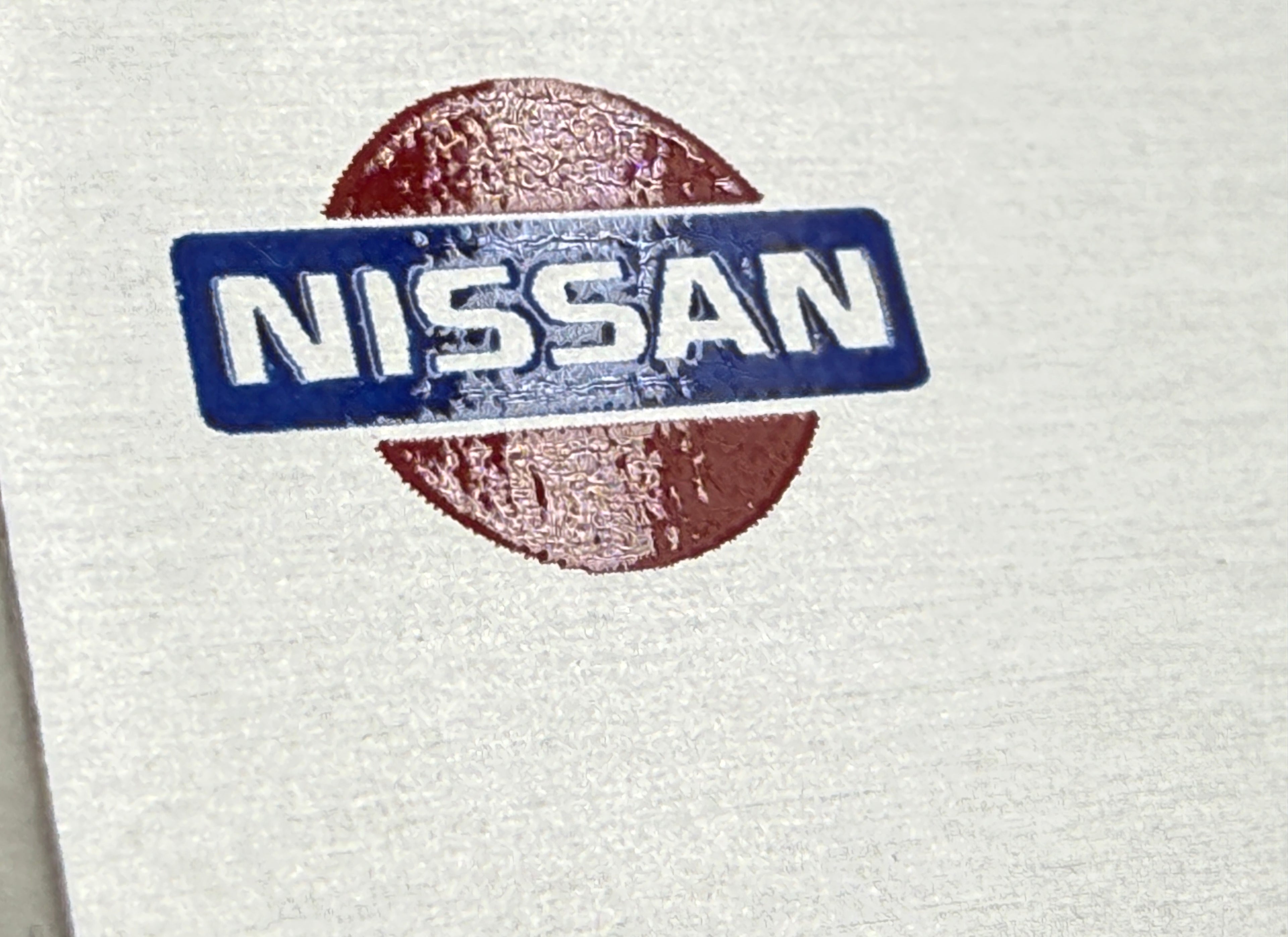 Set of 6 screen-printed aluminium under-bonnet information panels for Nissan PAO