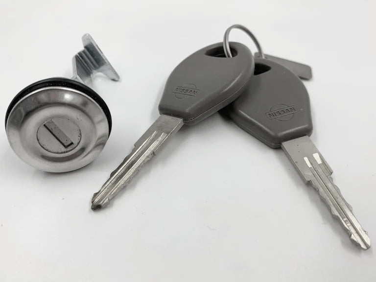 New uncut Nissan Pao petrol/gas tank flap lock with keys
