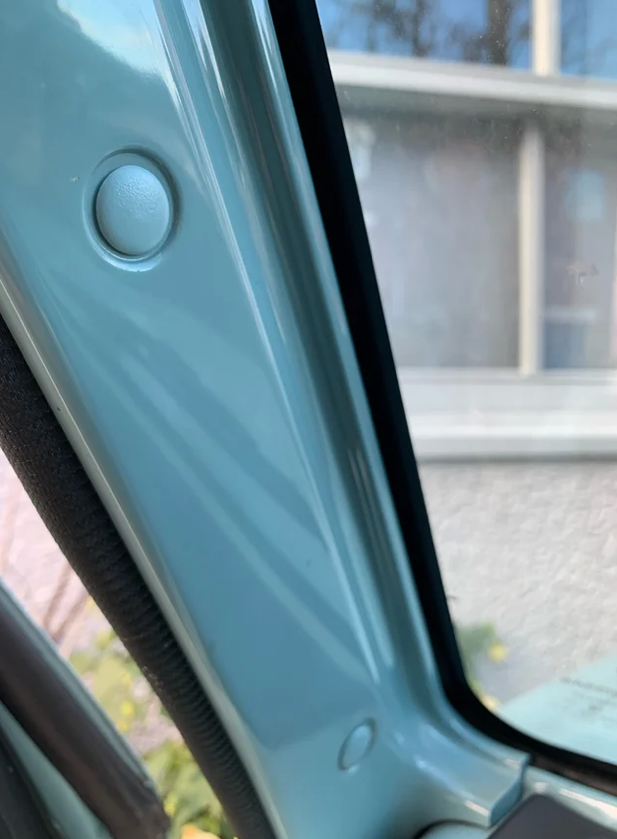 New Pao A-pillar fixings in (blue) 'Aqua Grey'